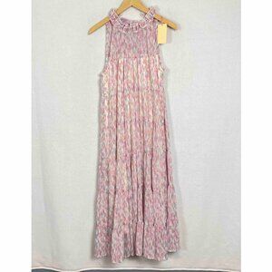 Entro NWT Sleeveless Ruffled Mock Neck Tiered Maxi Dress Pastel Womens Size S